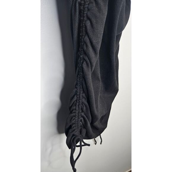 Zara Womens Dress Medium Black Ribbed Crew Neck Ruched Sides Knit Mini Short - Picture 4 of 11